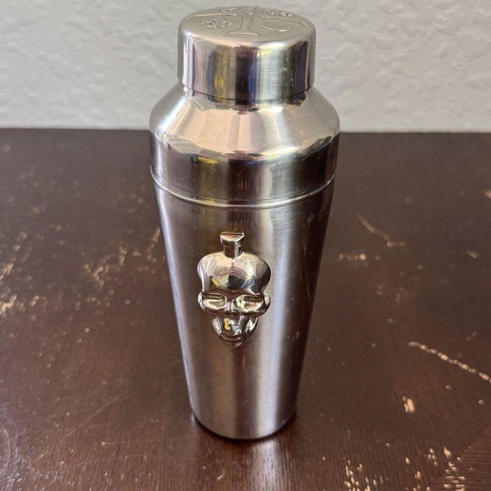 Crystal Head Cocktail Shaker Stainless Steel w Embossed Skull & Logo Barware